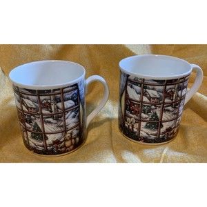 Royal Patrician Coffee Mug Fine Bone China Christmas With Teddy Bear Set Of 2